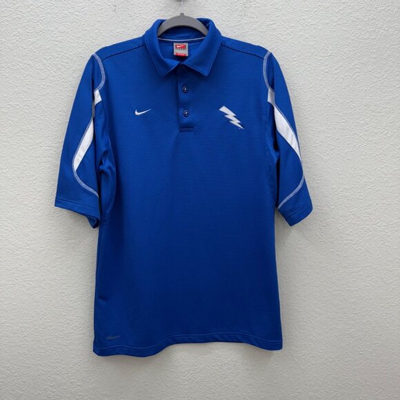 Nike Team Air Force Falcons Blue Short Sleeve Golf Polo Shirt Mens size Small - Picture 1 of 11